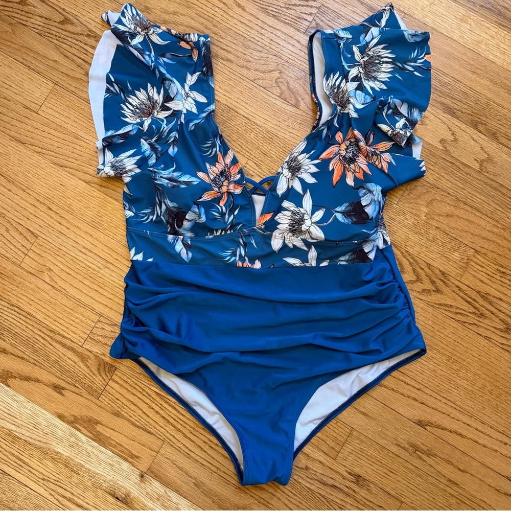Teal and Floral women’s swimsuit